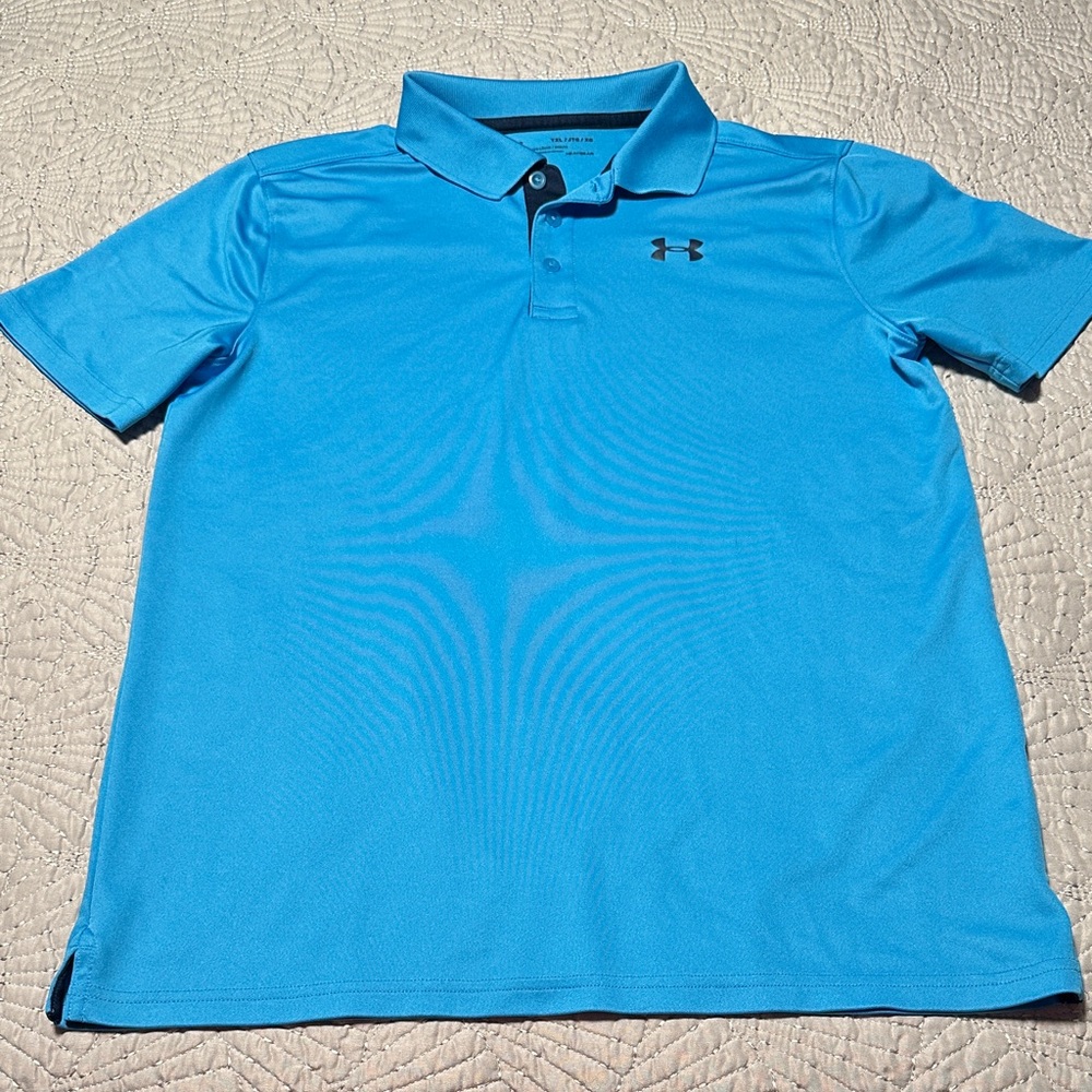Under Armour Boys Blue Polo, EUC, Size XL